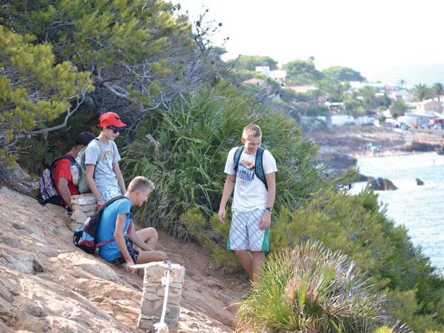 Students practising Spanish and hiking
