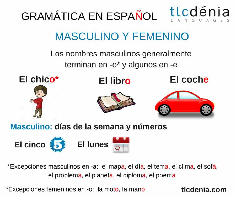 common mistakes in Spanish: masculin and feminine