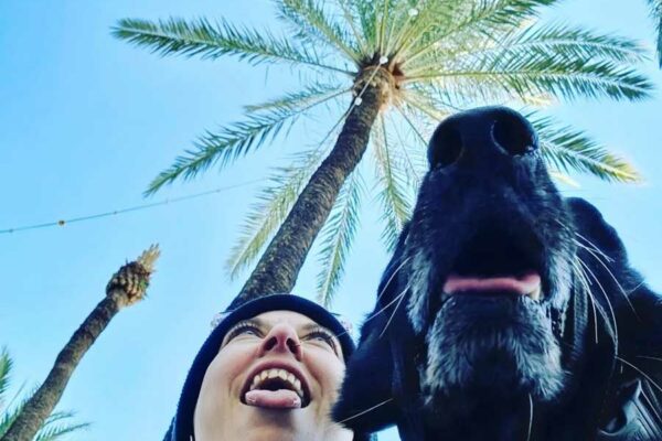 Spanish student with her dog in Spain