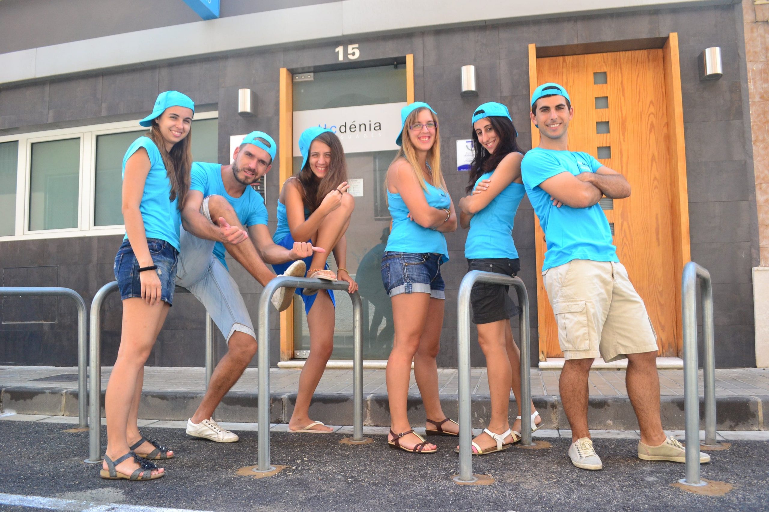 spanish-school-team Instructors of TLCdenia at the door of the school