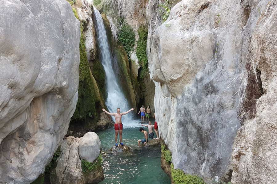 School group in Fonts de l'Algar, Spain