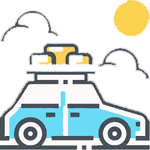 Symbool auto met bagage