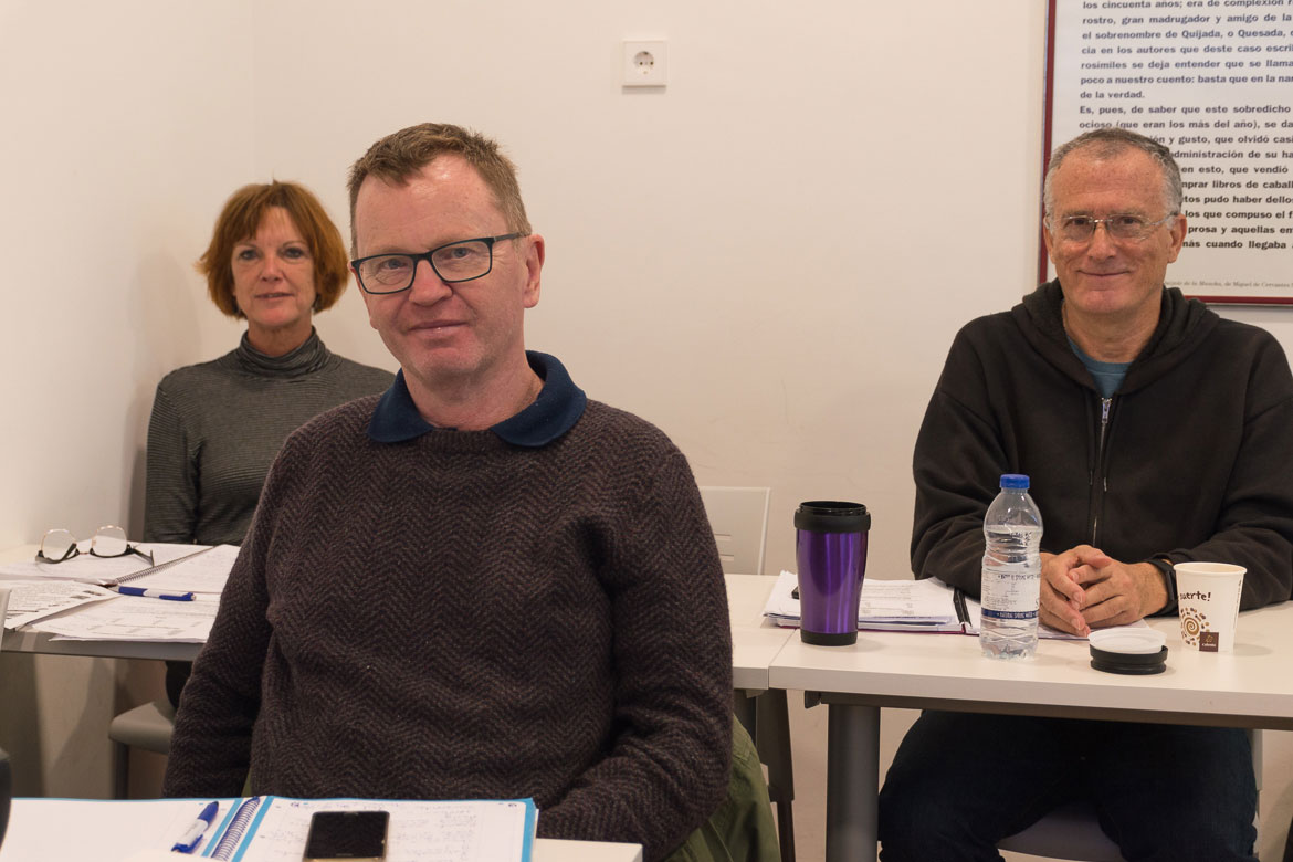 3 students in a Spanish course in Spain