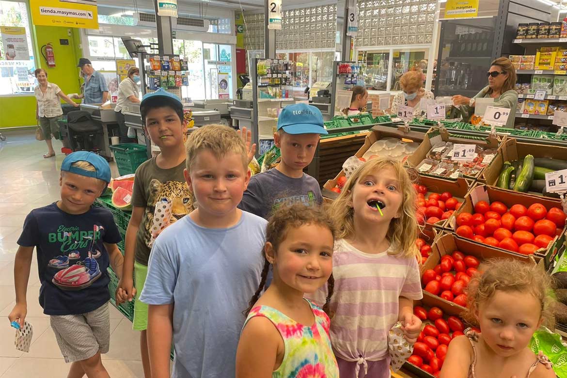 Children visiting Denia's central market