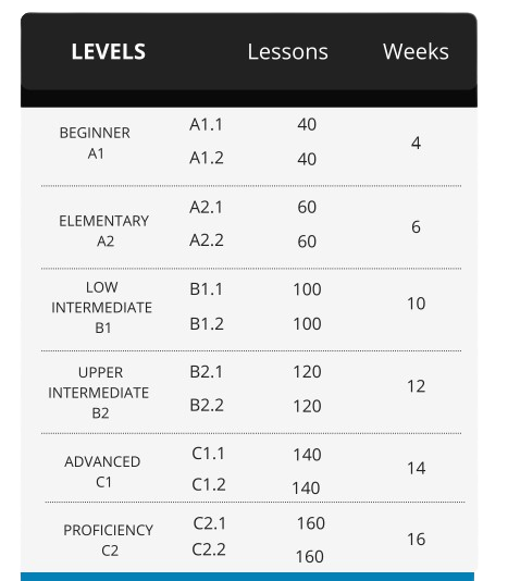 Levels of Spanish in the long term courses with visa in Spain